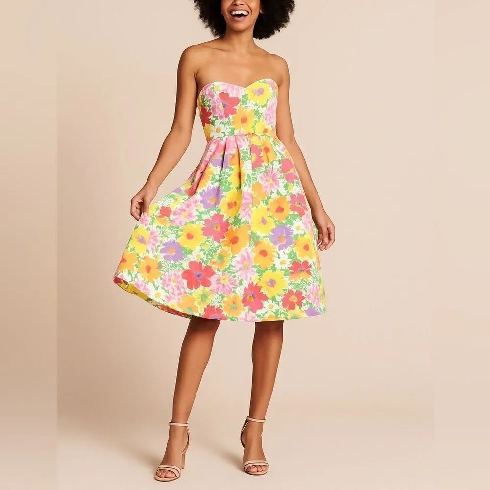 Shoshanna  Garden Party Strapless Dress